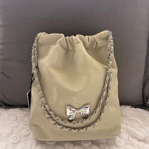 Elegant Satin Drawstring Mini Bag with Chain Strap | Minimal Chic